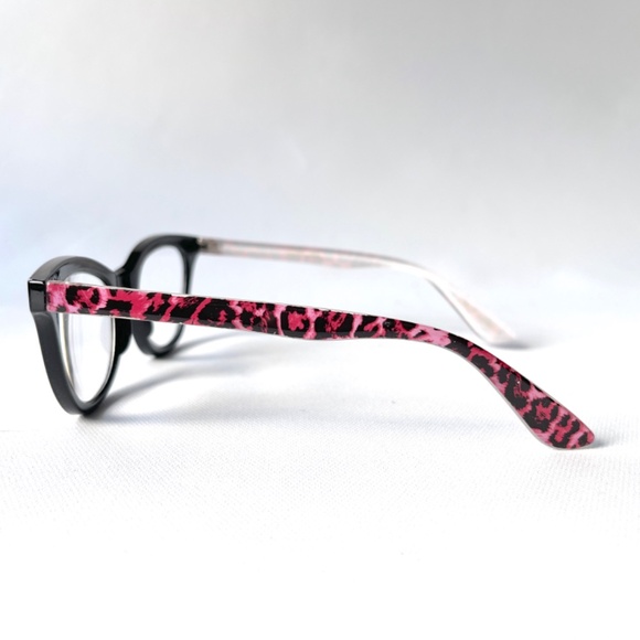 Vintage +2.25 Reading Glasses Pink Black Leopard Full Cat Eye - Picture 6 of 12